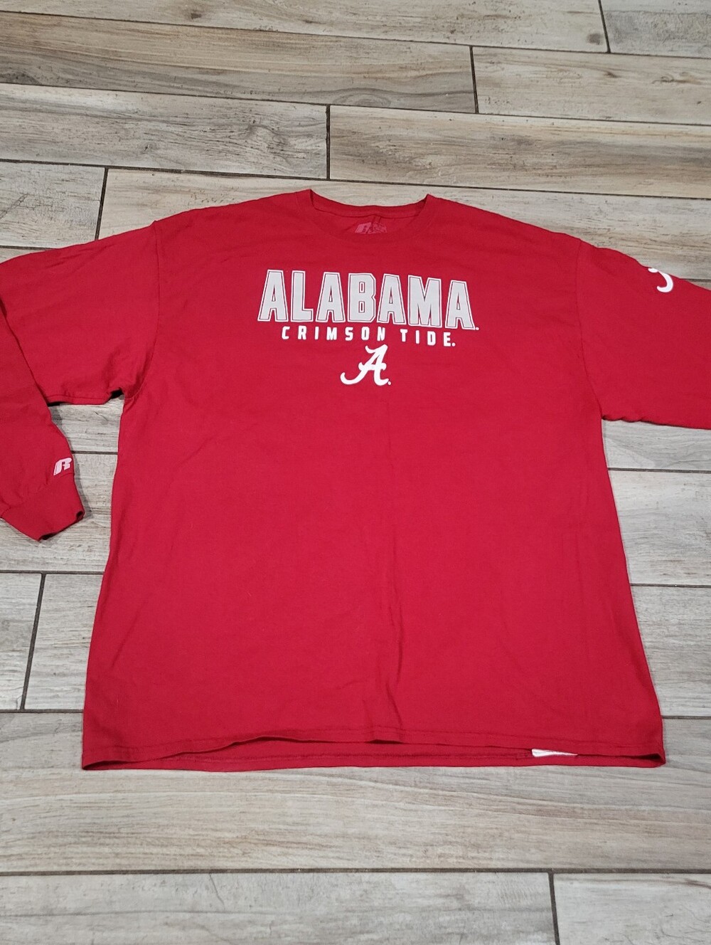 Alabama Crimson Tide 2XL Russel Longsleeve 100% Cotton T Shirt EUC